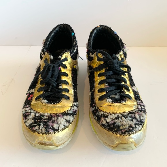 Chanel Gold Boucle Sneakers - Size 38.5 - Picture 2 of 9